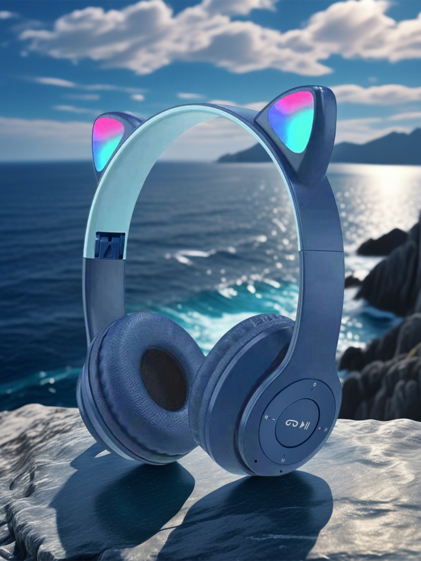 Cat Ear Bluetooth Headset Led - P47M Cat Ear Headphones,RGB Colorful LED