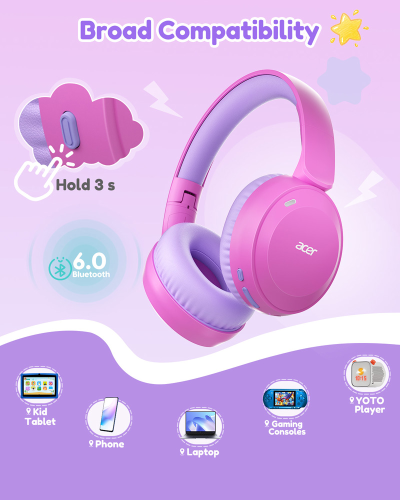 Acer OHR668 Kids Bluetooth 6.0 - Anc Wireless Over Ear Headphones recension och pris