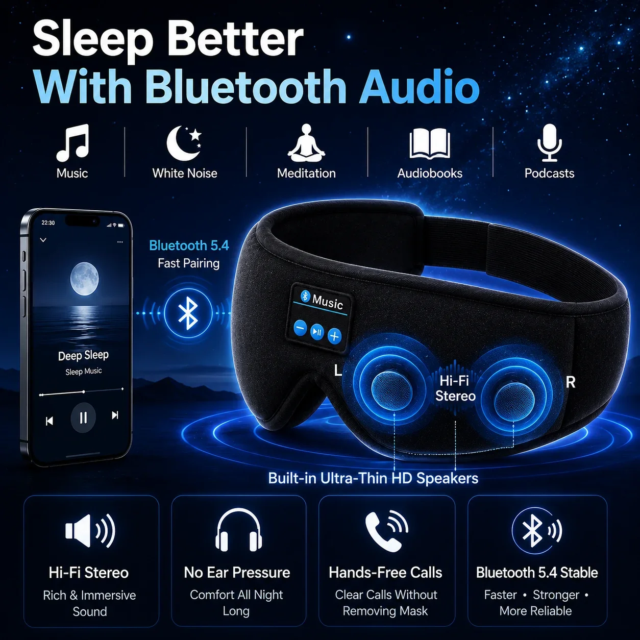 Wireless Sleep Headphones Eye  - Sleep Mask Headphones Bluetooth recension och pris