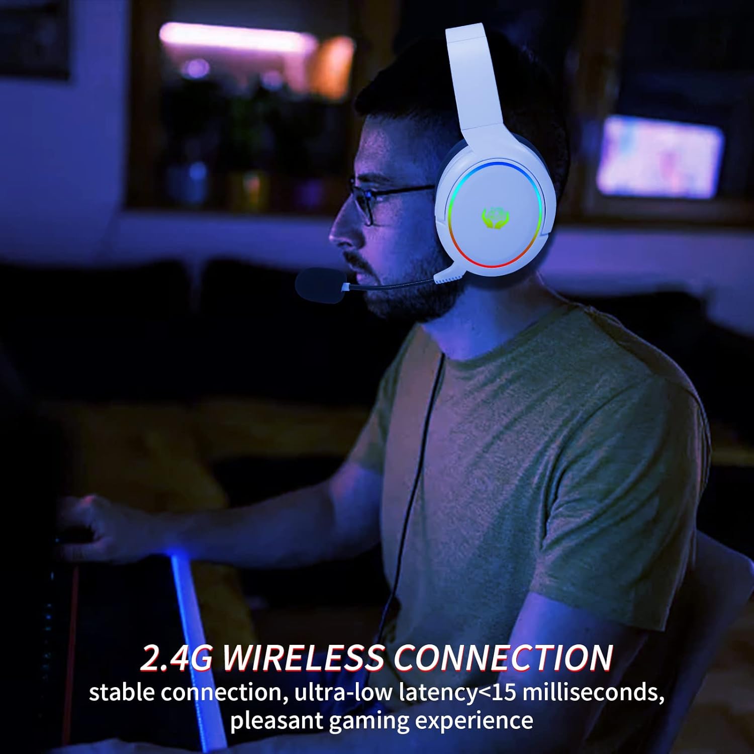HUO JI 2.4G/Bluetooth Wireless - Gaming Headset With Mic Rgb recension och pris
